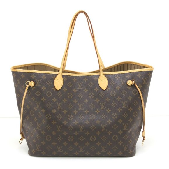 Authentic Louis Vuitton Neverfull GM Purse Monogram Tote Shoulder Bag Brown Tan - Picture 4 of 16
